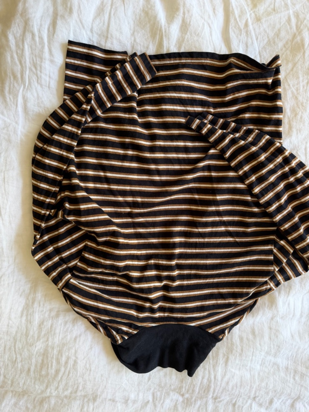 XiRENA Black, Tan and White Striped Polo Shirt - Picture 4 of 5